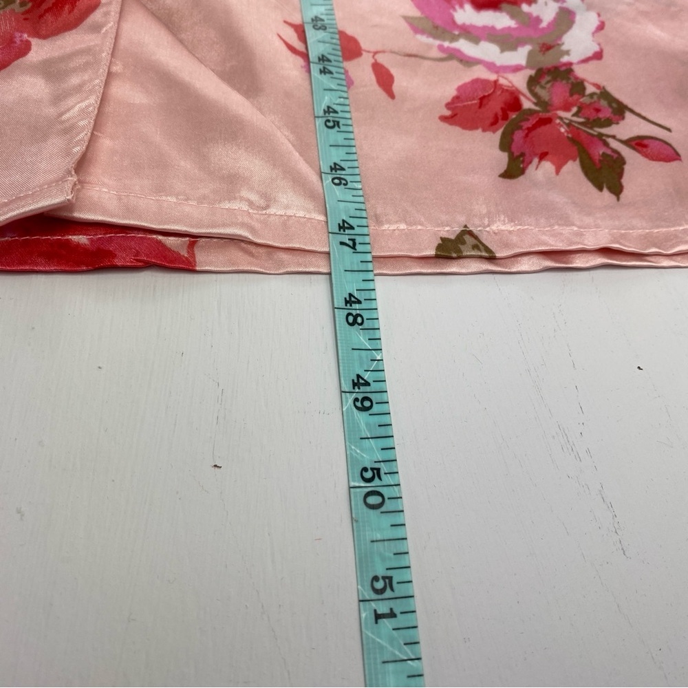 Vintage Pink Floral Satin Kimono Robe Nightshirt Pajama‎ One Size - Picture 9 of 11